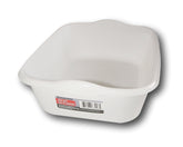 Essentials white eight-quart dishpan in sink for easy dishwashing.