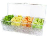 Estilo chilled condiment server with ice base keeps dips fresh for hours.