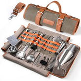 Etens Travel Bartender Kit bag open shows organized tools for on-the-go cocktail making.