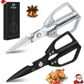 Ethyxe kitchen scissors silver pair with ergonomic handles for precise slicing.