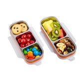 Etvski Snackle Box 2-pack assembled with three compartments for easy meal organization.