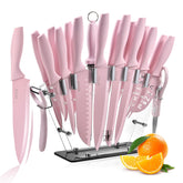 EUNA knife block set front view in a modern kitchen for easy access.