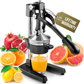 Eurolux cast iron juicer with lever-action for efficient citrus extraction.