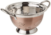 Euro-Ware 3-quart colander with copper finish for fast draining pasta.