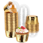 EUSOAR gold cupcake cups with lids ready for stylish dessert presentation.