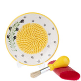 EVANILIFE handmade ceramic garlic grater plate with unique glaze for kitchen charm