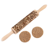 Evermarket embossed rolling pin with Christmas snowflake pattern for festive cookies.
