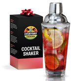 EVERYDAY COCKTAIL professional glass shaker shows precise 14 oz capacity for perfect pours at home