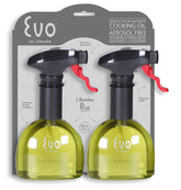 Evo Oil Sprayer two yellow bottles ready for precise olive oil application