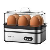 Evoloop Rapid Egg Cooker front view in compact kitchen for quick breakfasts.