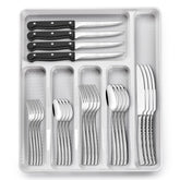 EWFEN 49-piece silverware set with organizer for eight guests, ideal for family meals.