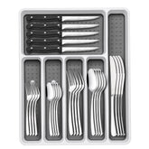 EWFEN 49-piece silverware set with a drawer organizer for organized storage.