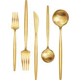 EWFEN gold silverware 12-piece dining set with durable stainless steel for daily meals.