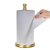 Exilon gold paper towel holder with weighted base for stable counter use