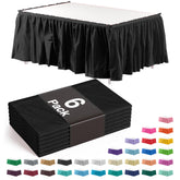 Exquisite black ruffle table skirt 14ft pack enhances coverage and elegance.