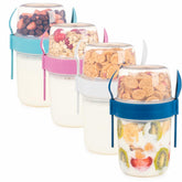 EYNEL 4-pack on-the-go breakfast cups with lids and spoons for quick mornings