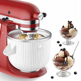 Ezato ice cream maker attachment shows KitchenAid compatibility for smooth, homemade ice cream.