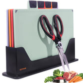 EZTICO cutting board set with stand for organized meal prep on the counter.