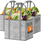 Fab totes reusable grocery bag open grey showing spacious interior for easy loading.