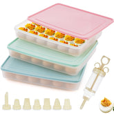 FACULX deviled egg containers with pink lid keep eggs fresh and neatly organized.