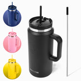 FAHRMOSIS 64 oz tumbler with handle and pour lid keeps beverages cold on the go.