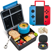 FAJSL Game Bento Box kids complete set in blue-red, ideal for school lunches.
