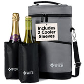 Falcona Wild wine cooler bag with two sleeves keeps two bottles perfectly chilled on the go.