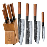 FAMCÜTE knife block with rosewood handle stores blades securely and keeps counters organized.