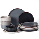 Famiware Nebula Ridge dinner plate with hand-painted edge for a warm table setting