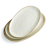 Famiware Ocean Series oval serving platter large with sea ripple texture for elegant entertaining.