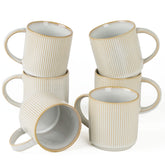 Famiware six 12oz coffee mugs with handles for everyday use.
