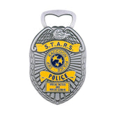 Fanattik Resident Evil police badge bottle opener front view highlighting premium build.