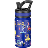 Fanhaw 14oz kids insulated bottle blue straw for cold drinks on the go