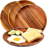 FANICHI wooden plates set of four for generous main-course servings