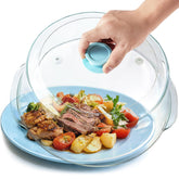 Fanqiew glass microwave splatter cover—10-inch size with vented top for moist heating