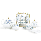 Fanquare blue rose teapot pumpkin shape for elegant tea service