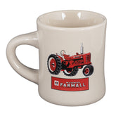 Farmall stoneware diner mug with white glaze and red tractor logo for daily coffee.