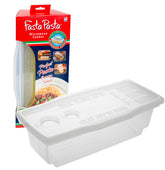 Fasta Pasta microwave cooker with lid and built-in strainer for mess-free prep