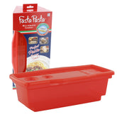 Fasta Pasta microwave cooker in red, compact for dorms and offices.