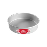 Fat Daddio's anodized round cake pan 8x2 inch exterior view, sturdy and reliable for daily baking