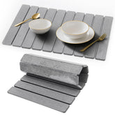 Favorking Stone Drying Mat on the counter demonstrates ample drying space for dishes.