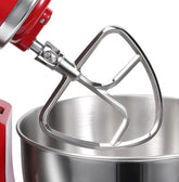 FavorKit stainless steel flat beater attached to a KitchenAid tilt-head for even mixing.