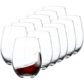 FAWLES stemless wine glass set 12 pieces with balanced base for easy handling