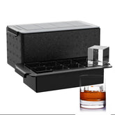 FDDBI clear ice cube tray top view showing large cubes for cocktails.