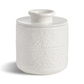 FE FUN ELEMENTS Butter Crock in white on countertop for easy spreading