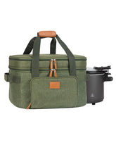 FE FUN ELEMENTS slow cooker bag exterior in green for easy portability.