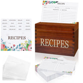 Feasteery acacia box front view with warm rustic finish for organized recipes