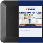 FEATOL anti-fatigue mat used at a standing desk providing cushioned support.
