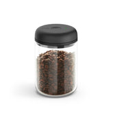 Fellow Atmos vacuum canister in clear glass showing 1.2L capacity for fresh coffee storage
