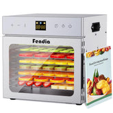 Fendia dehydrator front view with eight-tray capacity for jerky and snacks.